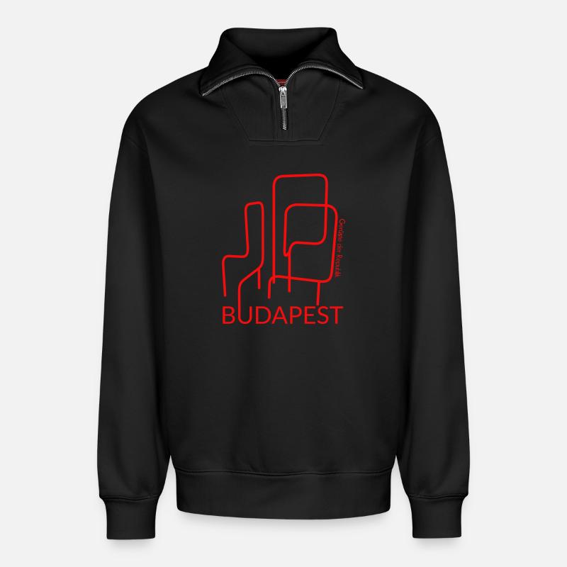 Budapest Klettergerüst - Relaxed Unisex Organic Half Zip Sweatshirt – von SPREAD - Schwarz
