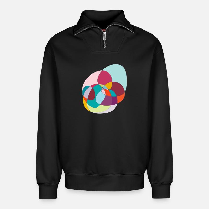 Verschlungene Farbkreise - Relaxed Unisex Organic Half Zip Sweatshirt – von SPREAD - Schwarz
