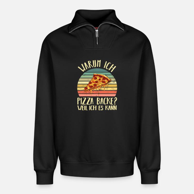 PIzza Bäcker Pizzaiolo - Relaxed Unisex Organic Half Zip Sweatshirt – von SPREAD - Schwarz