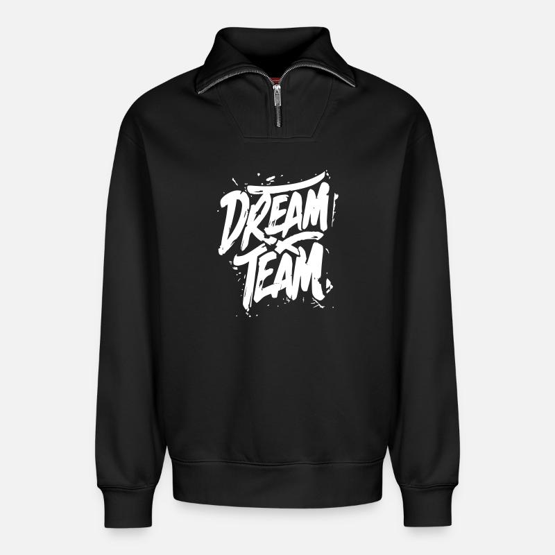 Équipe de rêve - Sweat unisexe décontracté en coton biologique à demi-zip – de SPREAD - noir