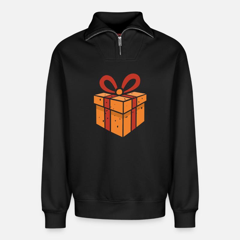 Cartoon Geschenkbox im Retro Stil - Relaxed Unisex Organic Half Zip Sweatshirt – von SPREAD - Schwarz
