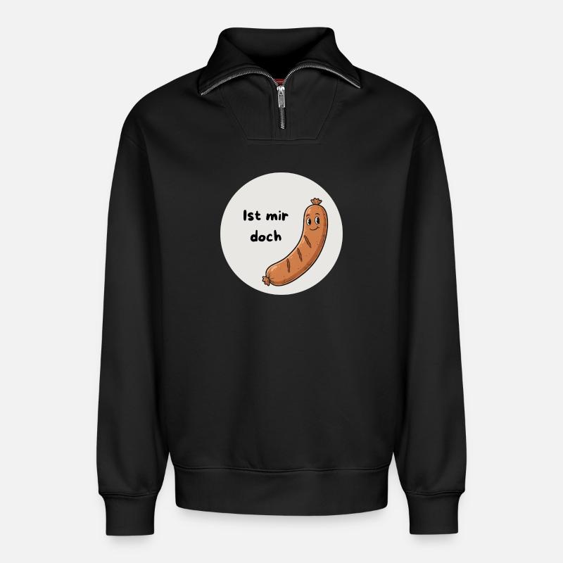 Ist mir doch Wurst - Relaxed Unisex Organic Half Zip Sweatshirt – von SPREAD - Schwarz