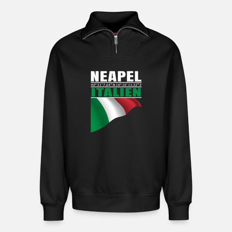 Naples - Sweat unisexe décontracté en coton biologique à demi-zip – de SPREAD - noir