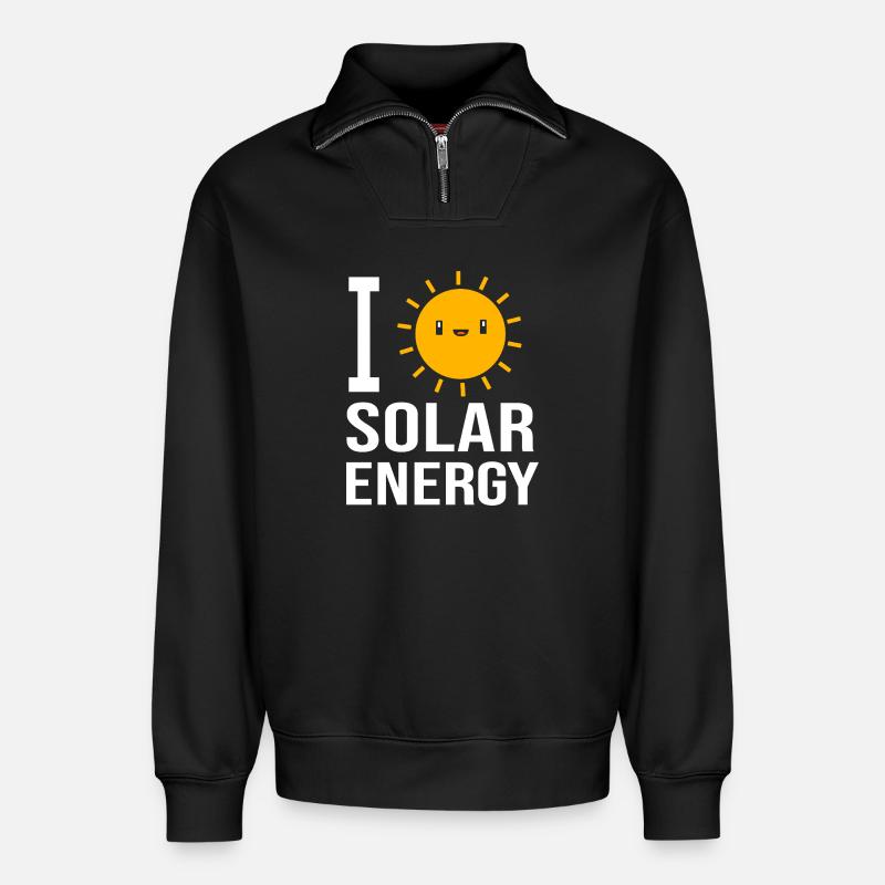 Solar Sustainability Renewable energies - Relaxed Unisex Organic Half Zip Sweatshirt – by SPREAD - black