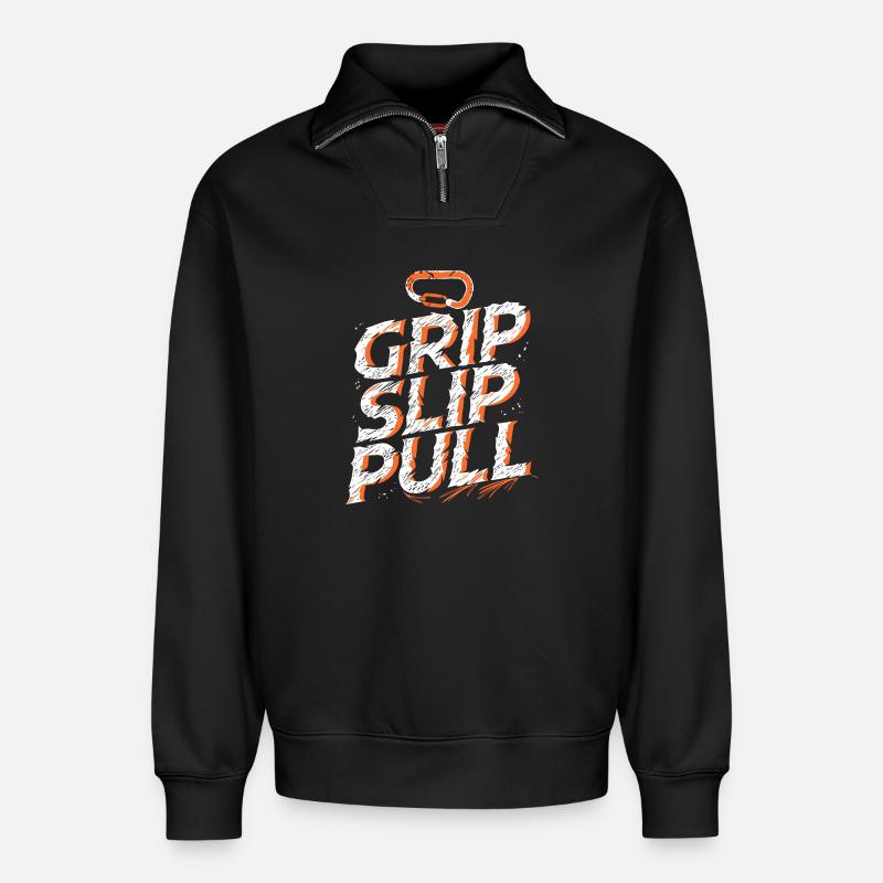 Grip Slip Pull Aventure Escalade - Sweat unisexe décontracté en coton biologique à demi-zip – de SPREAD - noir