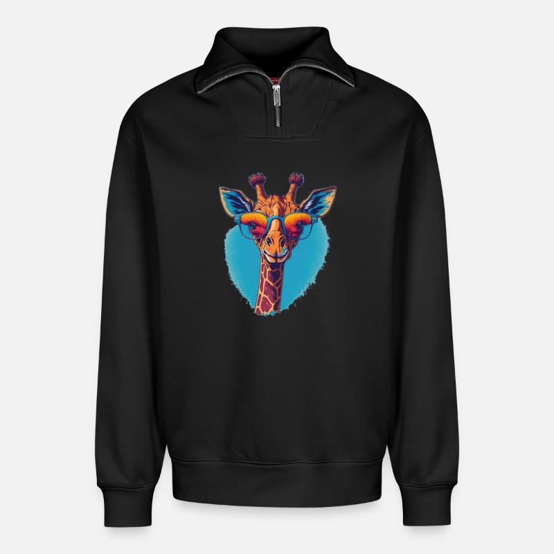 Giraffe mit Durchblick - Relaxed Unisex Organic Half Zip Sweatshirt – von SPREAD - Schwarz