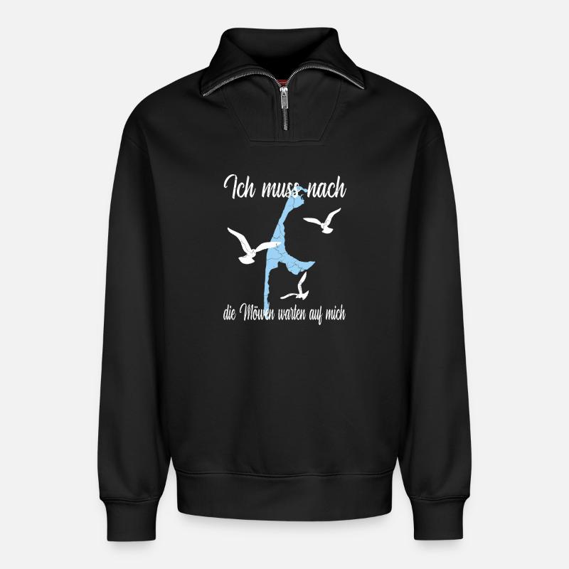 Sylt Design mit Spruch - Relaxed Unisex Organic Half Zip Sweatshirt – von SPREAD - Schwarz