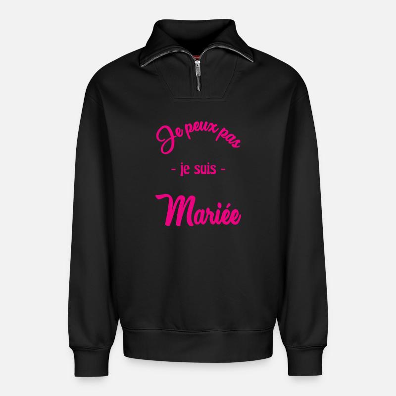 EVJF. MARIEE - Sweat unisexe décontracté en coton biologique à demi-zip – de SPREAD - noir