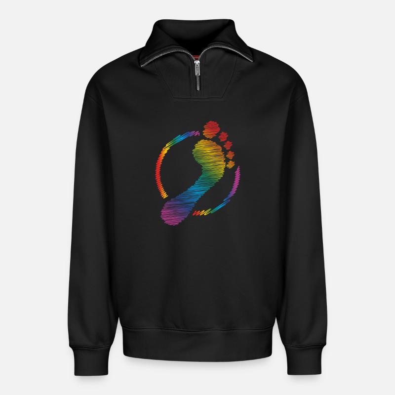 empreinte arc-en-ciel empreinte arc-en-ciel - Sweat unisexe décontracté en coton biologique à demi-zip – de SPREAD - noir