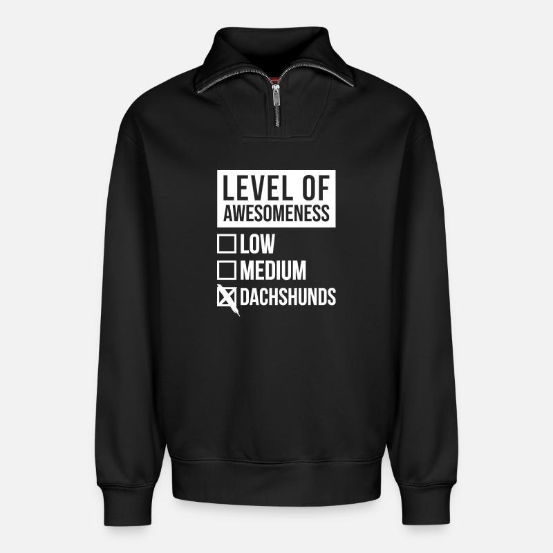 Teckel - Sweat unisexe décontracté en coton biologique à demi-zip – de SPREAD - noir
