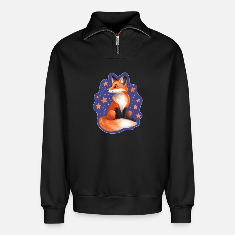 Fuchs und Sterne - Relaxed Unisex Organic Half Zip Sweatshirt – von SPREAD - Schwarz