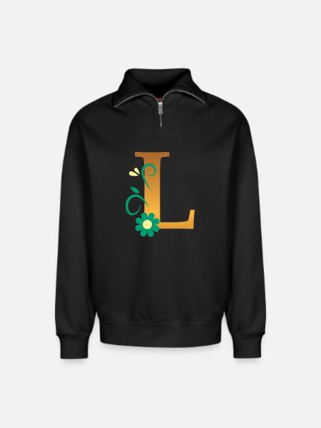L - Relaxed Unisex Organic Half Zip Sweatshirt – by SPREAD - black