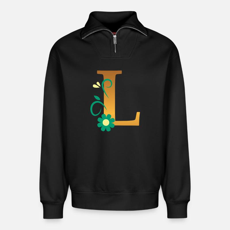 L - Sweat unisexe décontracté en coton biologique à demi-zip – de SPREAD - noir