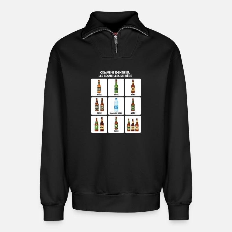 Bier-Identifizierungs-Guide - Relaxed Unisex Organic Half Zip Sweatshirt – von SPREAD - Schwarz