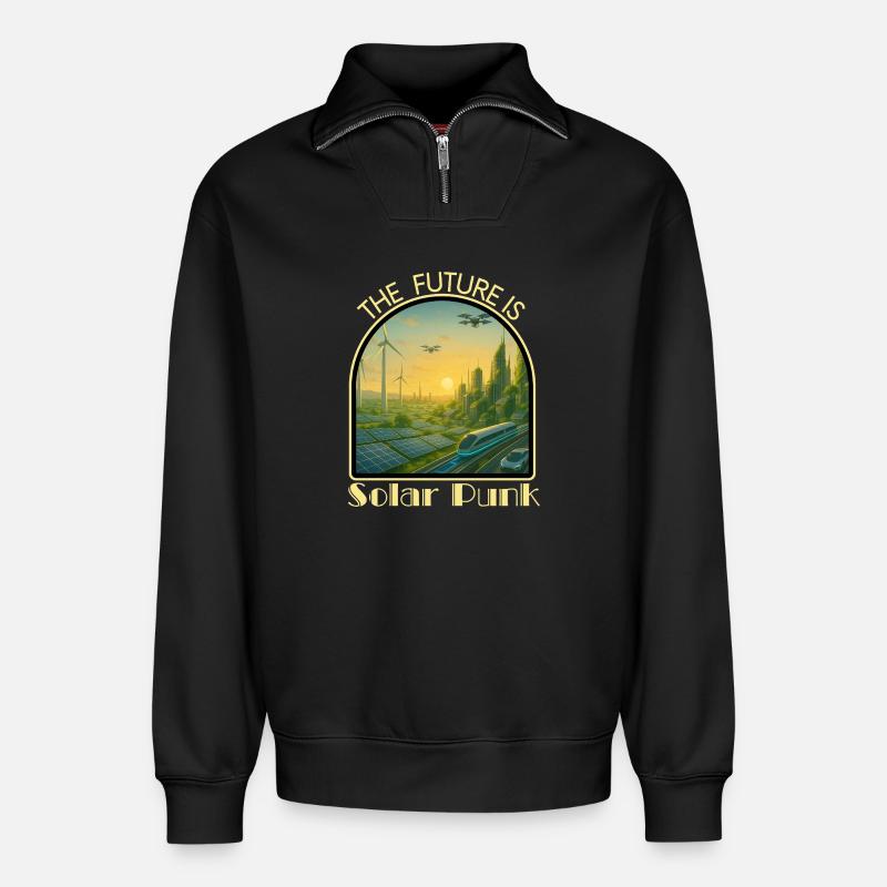 Solar_Punk2 - Relaxed Unisex Organic Half Zip Sweatshirt – von SPREAD - Schwarz