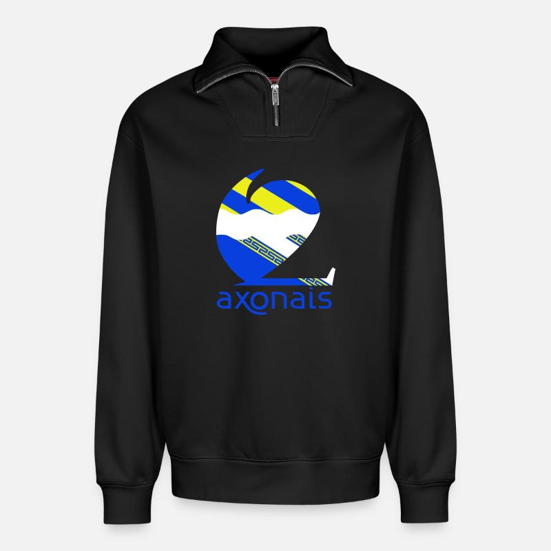 Axonais - Sweat unisexe décontracté en coton biologique à demi-zip – de SPREAD - noir