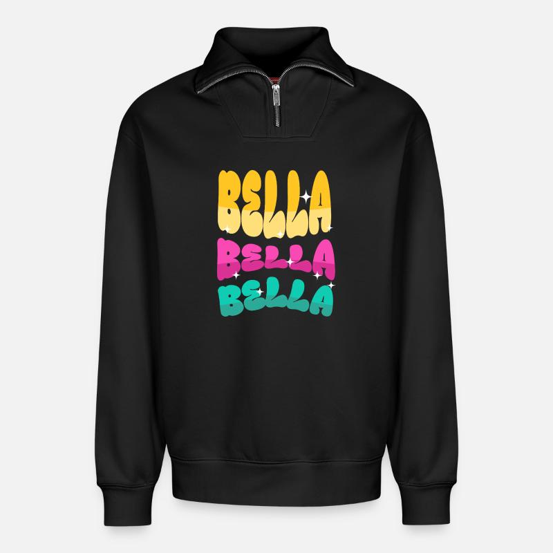 Bella - Relaxed Unisex Organic Half Zip Sweatshirt – von SPREAD - Schwarz