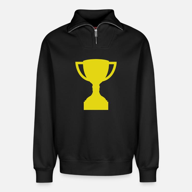 Trophäe - Relaxed Unisex Organic Half Zip Sweatshirt – von SPREAD - Schwarz