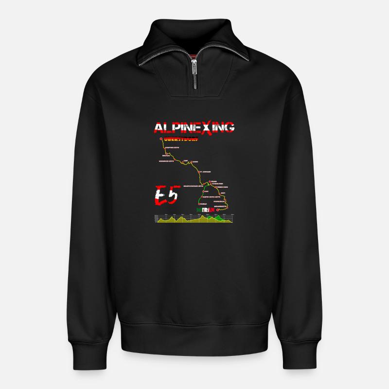E5 Oberstdorf Meran - Relaxed Unisex Organic Half Zip Sweatshirt – von SPREAD - Schwarz