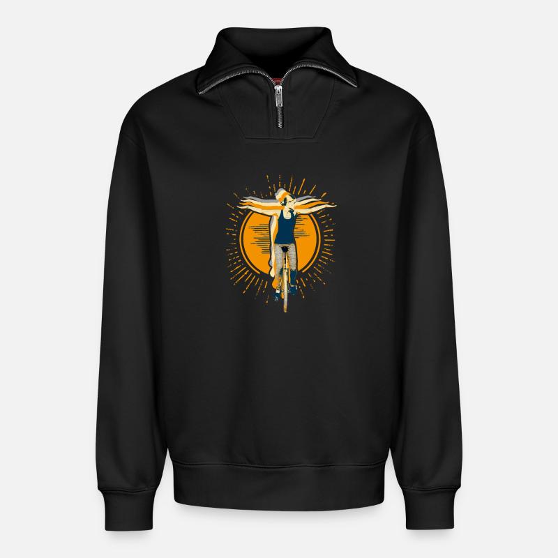 Unicycle | Fly4you - Relaxed Unisex Organic Half Zip Sweatshirt – by SPREAD - black