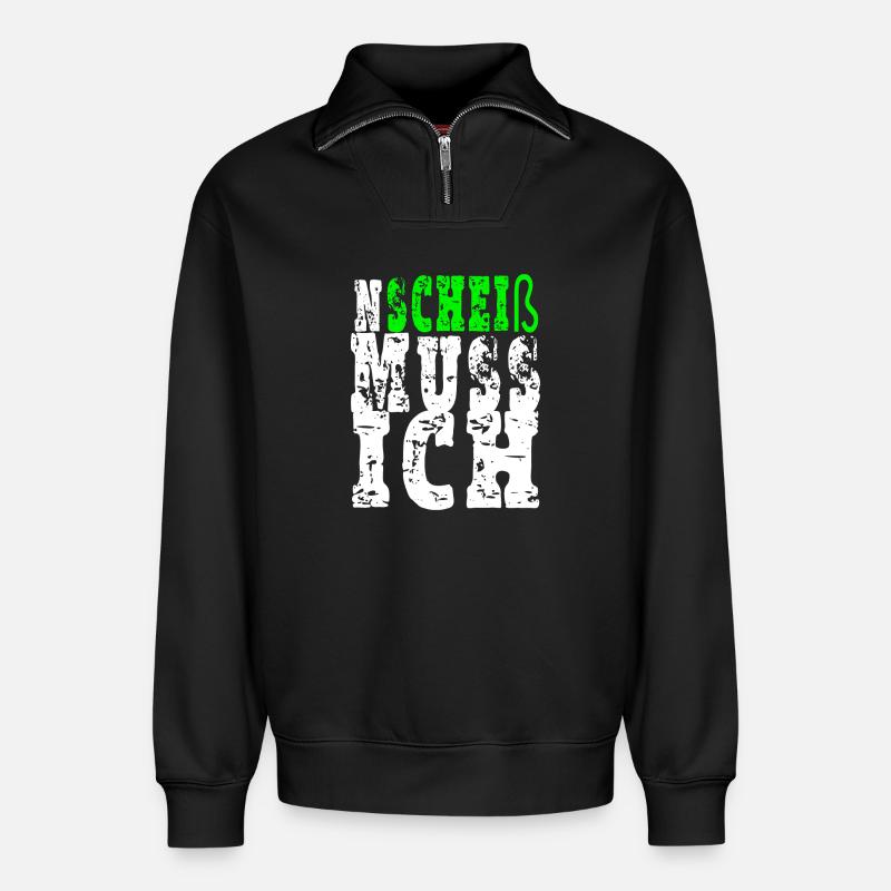 Je dois chier - Sweat unisexe décontracté en coton biologique à demi-zip – de SPREAD - noir