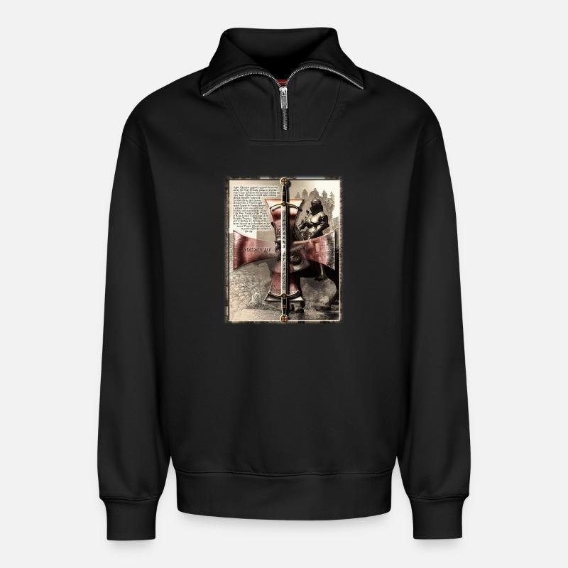 Templer aus Stahl - Der Brief - Relaxed Unisex Organic Half Zip Sweatshirt – von SPREAD - Schwarz