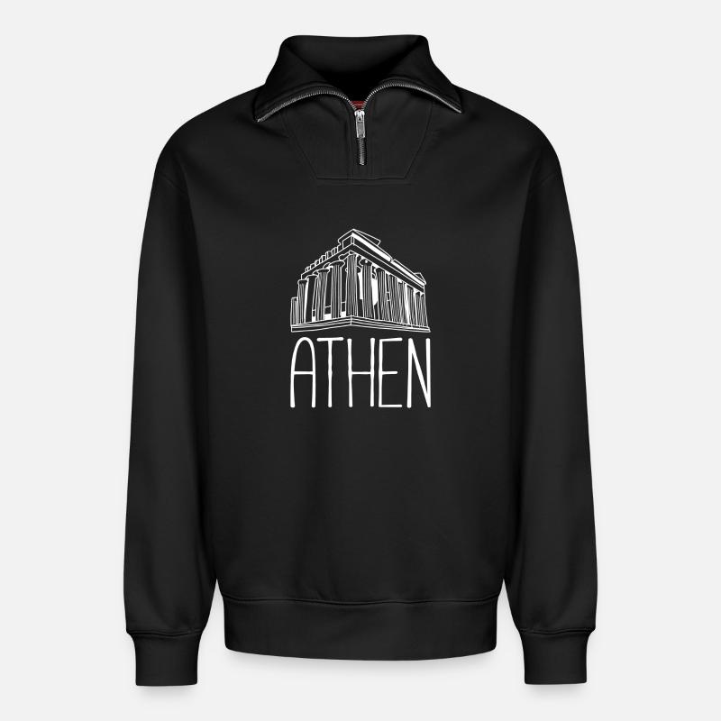 Athen - Relaxed Unisex Organic Half Zip Sweatshirt – von SPREAD - Schwarz
