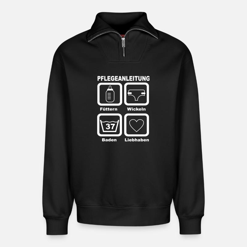 pflegeanleitung - Relaxed Unisex Organic Half Zip Sweatshirt – von SPREAD - Schwarz