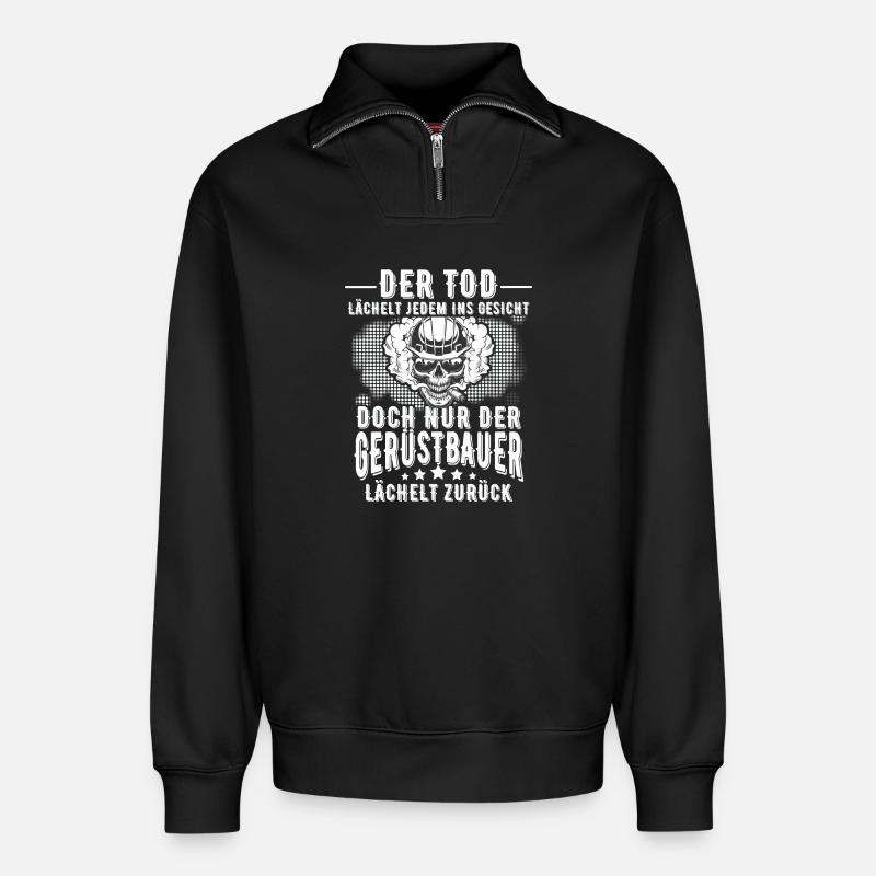 Gerüstbauer - Relaxed Unisex Organic Half Zip Sweatshirt – von SPREAD - Schwarz