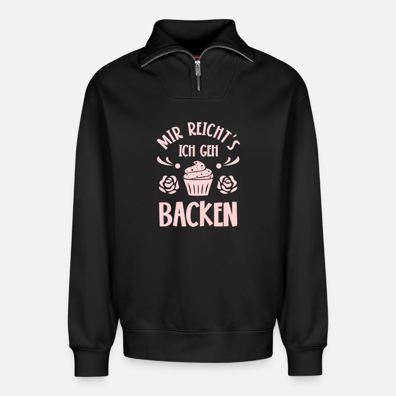 Backen Bäcker Bäckerin - Relaxed Unisex Organic Half Zip Sweatshirt – von SPREAD - Schwarz