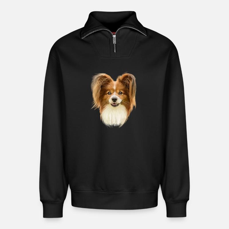 Papillon - Sweat unisexe décontracté en coton biologique à demi-zip – de SPREAD - noir