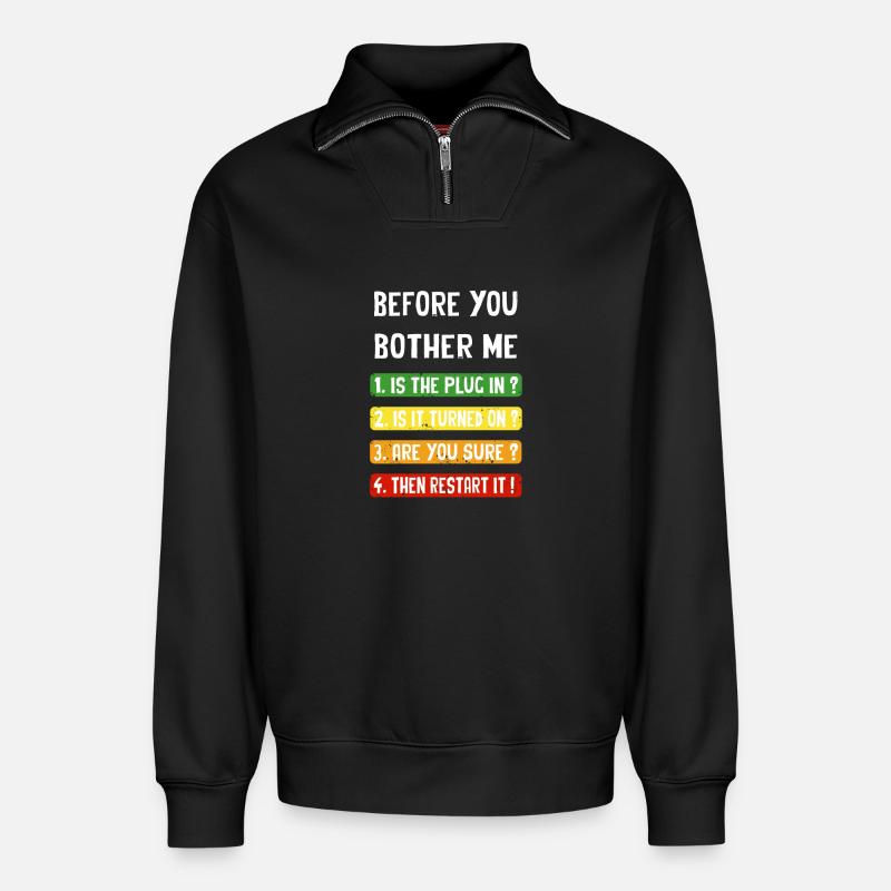 Computer Checklist - Relaxed Unisex Organic Half Zip Sweatshirt – by SPREAD - black