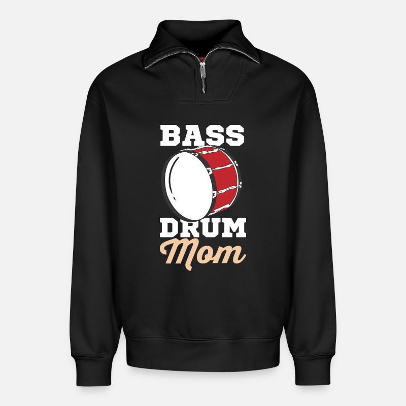 Große Trommel Mutter - Relaxed Unisex Organic Half Zip Sweatshirt – von SPREAD - Schwarz