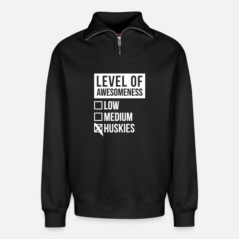 Rauque - Sweat unisexe décontracté en coton biologique à demi-zip – de SPREAD - noir
