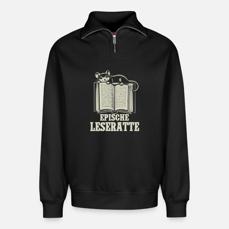 Epic Bookworm - Relaxed Unisex Organic Half Zip Sweatshirt – by SPREAD - black