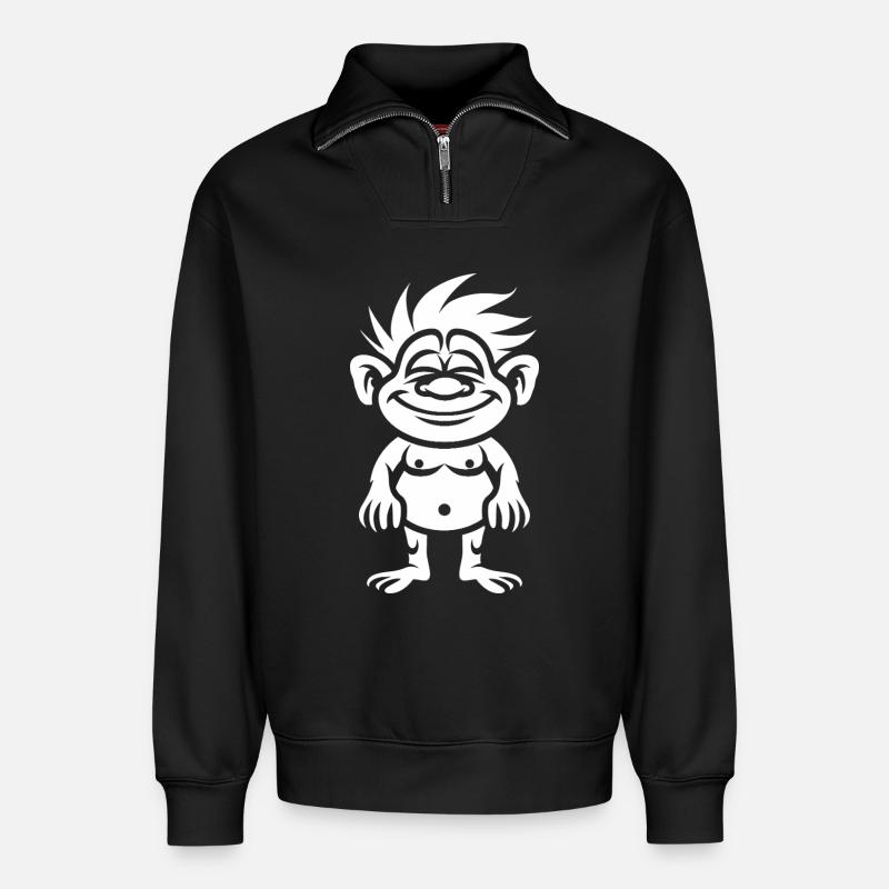 Troll - Relaxed Unisex Organic Half Zip Sweatshirt – von SPREAD - Schwarz