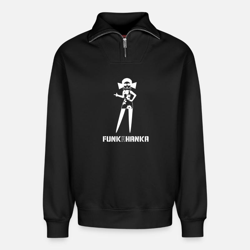 FUNK A HANKA - Relaxed Unisex Organic Half Zip Sweatshirt – von SPREAD - Schwarz