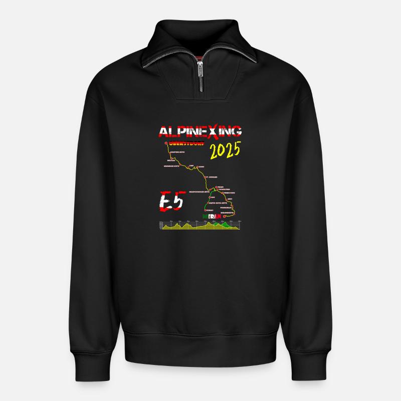 E5 Oberstdorf Meran 2025 - Relaxed Unisex Organic Half Zip Sweatshirt – von SPREAD - Schwarz