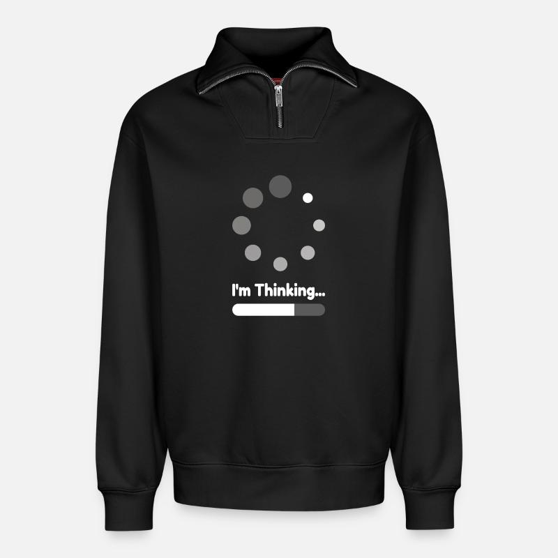 I'm thinking loading Geschenk - Relaxed Unisex Organic Half Zip Sweatshirt – von SPREAD - Schwarz