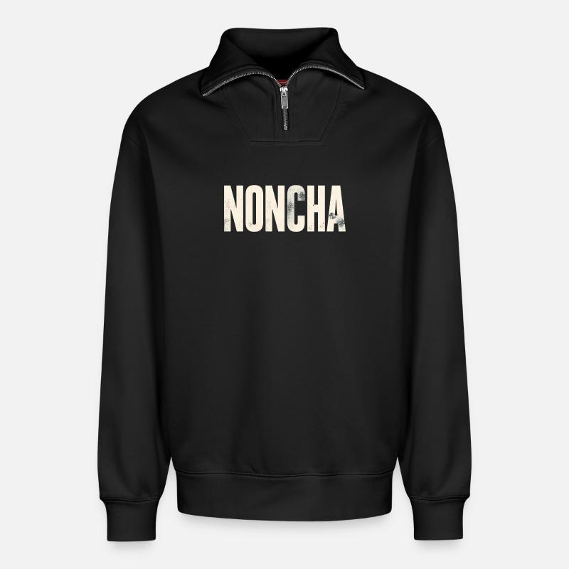 Noncha - Sweat unisexe décontracté en coton biologique à demi-zip – de SPREAD - noir
