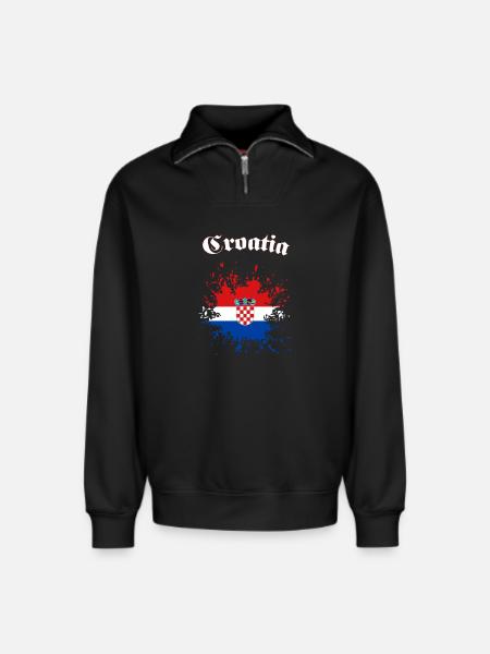 Kroatien Splatter Croatia - Relaxed Unisex Organic Half Zip Sweatshirt – von SPREAD - Schwarz