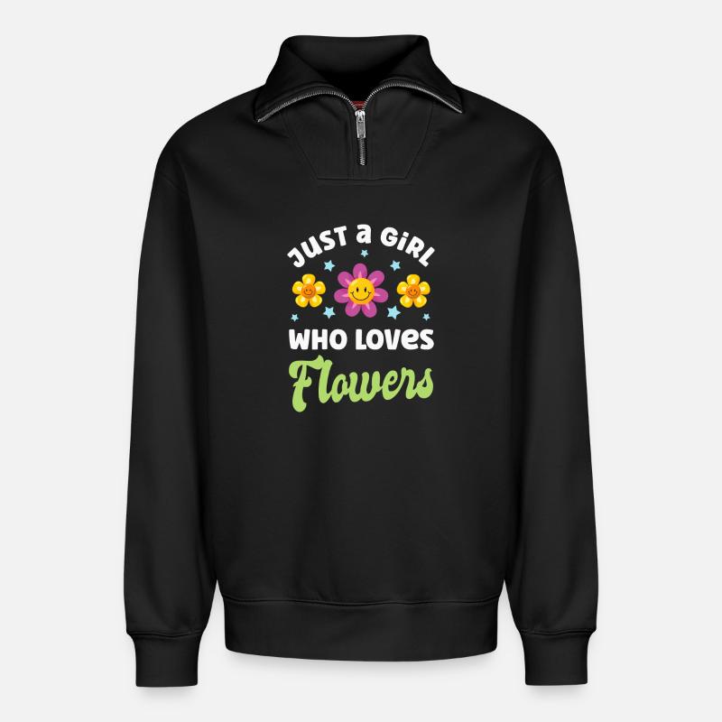 Blume Blumen - Relaxed Unisex Organic Half Zip Sweatshirt – von SPREAD - Schwarz