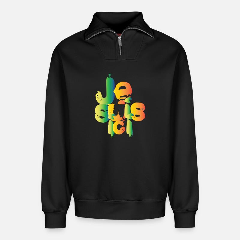 Ich bin hier - Relaxed Unisex Organic Half Zip Sweatshirt – von SPREAD - Schwarz