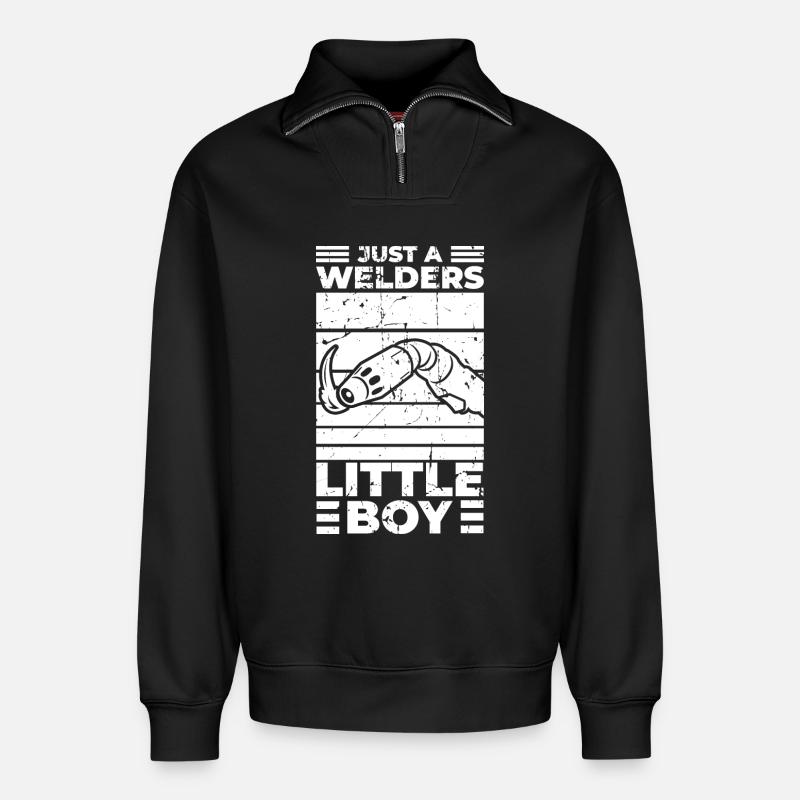 Lustiger Schweißer Junge - Relaxed Unisex Organic Half Zip Sweatshirt – von SPREAD - Schwarz