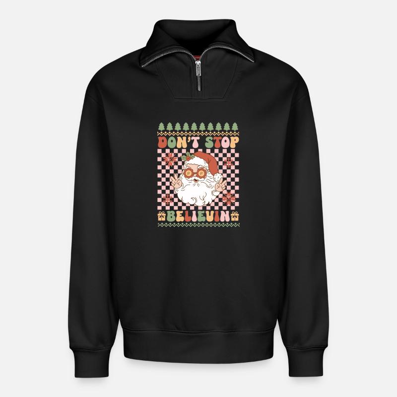 Hässlicher Weihnachtspullover - Relaxed Unisex Organic Half Zip Sweatshirt – von SPREAD - Schwarz