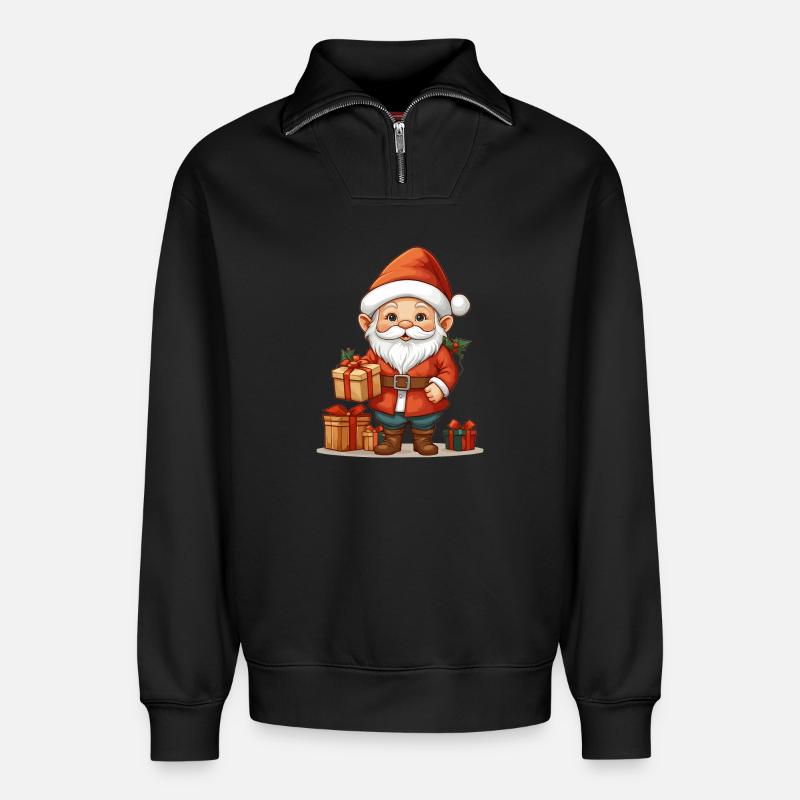 Weihnachts Wichtel - Relaxed Unisex Organic Half Zip Sweatshirt – von SPREAD - Schwarz
