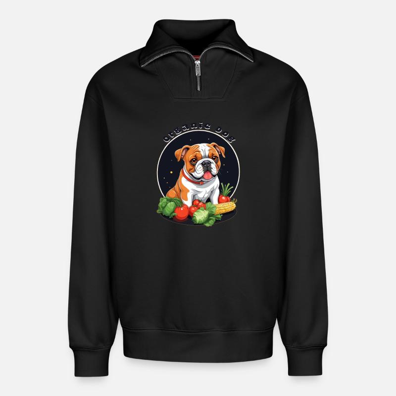 Bio Hund - Relaxed Unisex Organic Half Zip Sweatshirt – von SPREAD - Schwarz