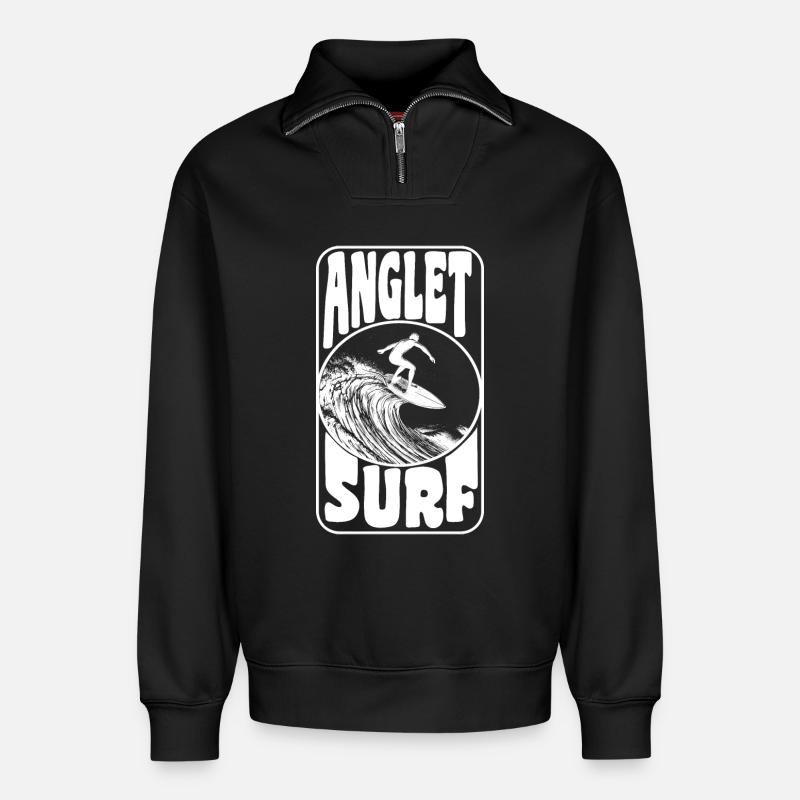 ANGLET - Relaxed Unisex Organic Half Zip Sweatshirt – von SPREAD - Schwarz