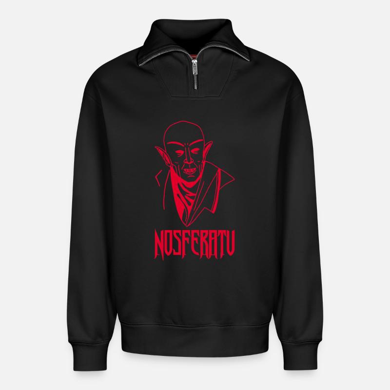 Nosferatu der Vampir (Rot) - Relaxed Unisex Organic Half Zip Sweatshirt – von SPREAD - Schwarz