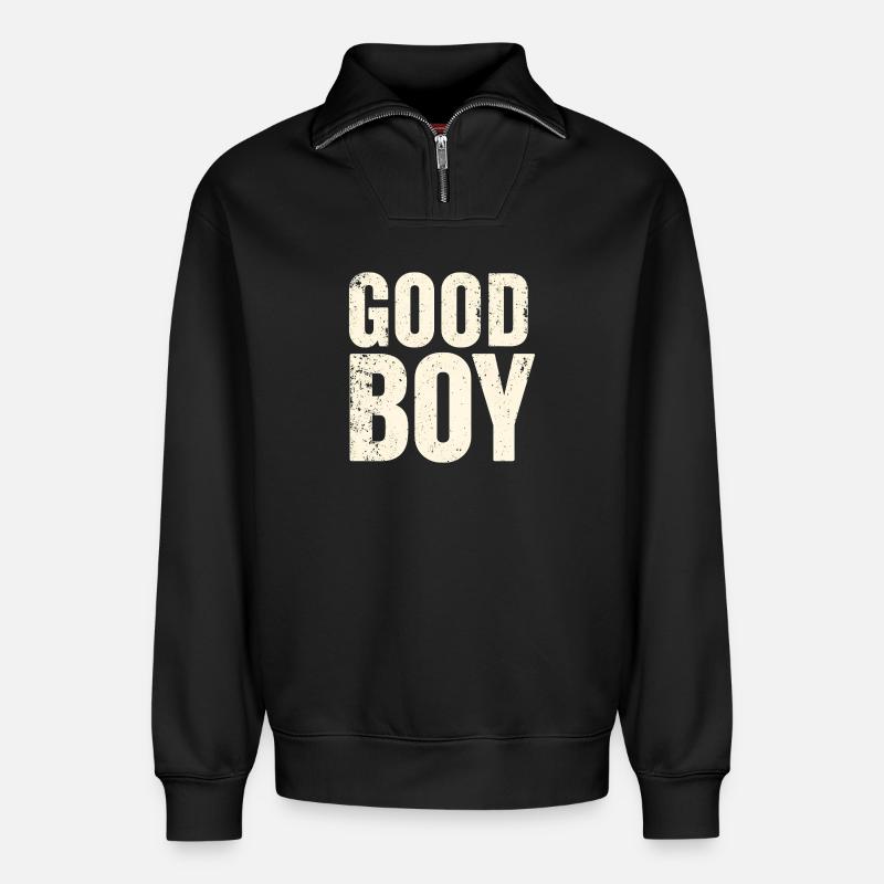 Guter Junge. - Relaxed Unisex Organic Half Zip Sweatshirt – von SPREAD - Schwarz